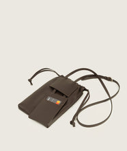 Load image into Gallery viewer, FORMA I Bourse Bag Espresso I Espresso color I front view I showing the smart way how to access the pocket for your cards I white background
