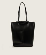 Load image into Gallery viewer, Pazar I Pazar Book Tote Grape Leather Black with Black Stitching I front view I white background