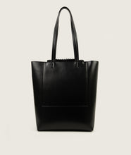 Load image into Gallery viewer, Pazar I Pazar Book Tote Grape Leather Black with Black Stitching I back view I white background