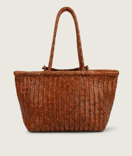 Load image into Gallery viewer, Pazar Book Tote Wide Tan Handwoven Leather
