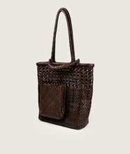Load image into Gallery viewer, Pazar Book Tote Wiener Geflecht Brown Handwoven Leather