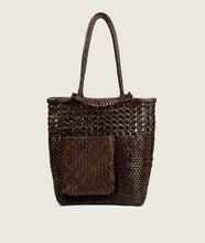 Load image into Gallery viewer, Pazar Book Tote Wiener Geflecht Brown Handwoven Leather