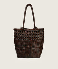 Load image into Gallery viewer, Pazar Book Tote Wiener Geflecht Brown Handwoven Leather