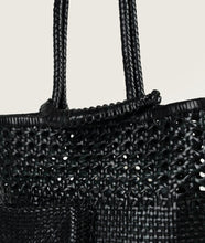 Load image into Gallery viewer, Pazar Book Tote Wiener Geflecht Black Handwoven Leather