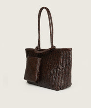 Load image into Gallery viewer, Pazar Book Tote Wide Brown Handwoven Leather