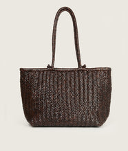 Load image into Gallery viewer, Pazar Book Tote Wide Brown Handwoven Leather