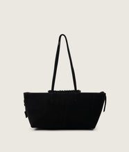 Load image into Gallery viewer, Pazar I Pazar Tote Boat I suede black I showing iconic SAGAN closing system I back view I white background