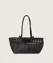 Load image into Gallery viewer, Pazar Tote Boat Wiener Geflecht Black Handwoven Leather