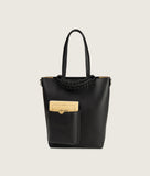 Load image into Gallery viewer, Pazar Book Tote Nano Black Smooth Leather