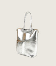 Load image into Gallery viewer, Pazar Book Tote Nano Silver Lamb Leather