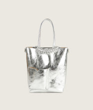 Load image into Gallery viewer, Pazar Book Tote Nano Silver Lamb Leather