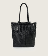 Load image into Gallery viewer, Pazar Book Tote Wiener Geflecht Black Handwoven Leather