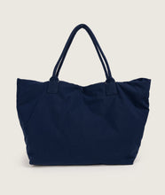 Load image into Gallery viewer, Pazar Tote XL Navy plant dyed nylon I back view I white background