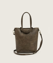 Load image into Gallery viewer, Pazar I Pazar Tote Nano Antique Brown I front view I showing strap detail I white background