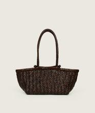 Load image into Gallery viewer, Woven I Pazar Tote Boat Handwoven I brown I back view I white background